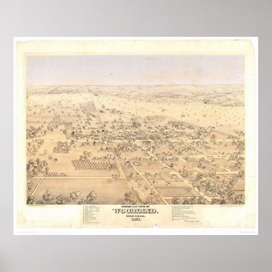 Woodland, CA. Panoramakarte (1874A) Poster (Vorne)