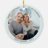 Woodland Cabin Wasserfarbe Foto Keramik Ornament (Hinten)