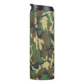 Woodland Camo Pattern Travel Mug Thermosbecher (Nach rechts gedreht)