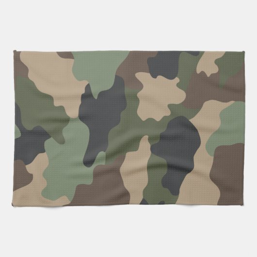 Woodland Camouflage Camouflage Khaki Tan Black Geschirrtuch (Horizontal)