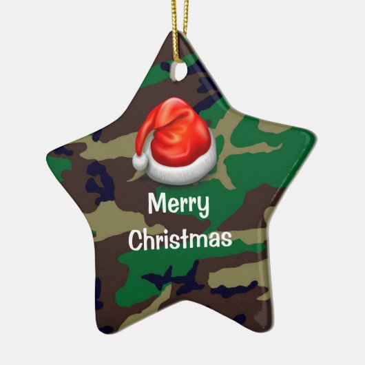 Woodland Camouflage Frohe Weihnachts-T - Shirt Keramik Ornament (Links)