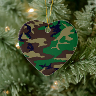 Woodland Camouflage Herz Keramikornament