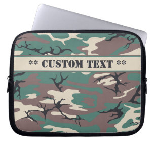 Woodland-Camouflage mit benutzerdefiniertem Text Laptopschutzhülle