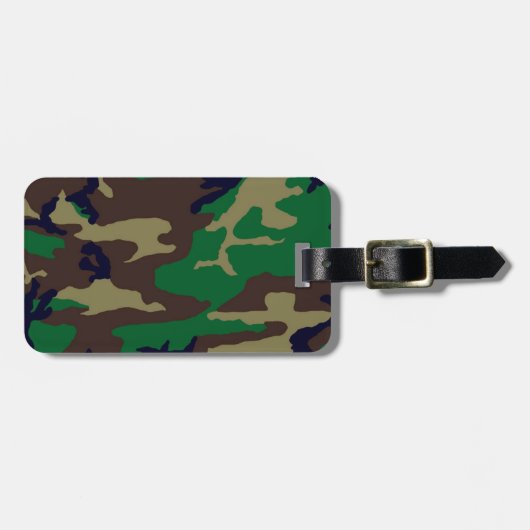 Woodland Camouflage Personalisiert Gepäckanhänger (Vorderseite horizontal)