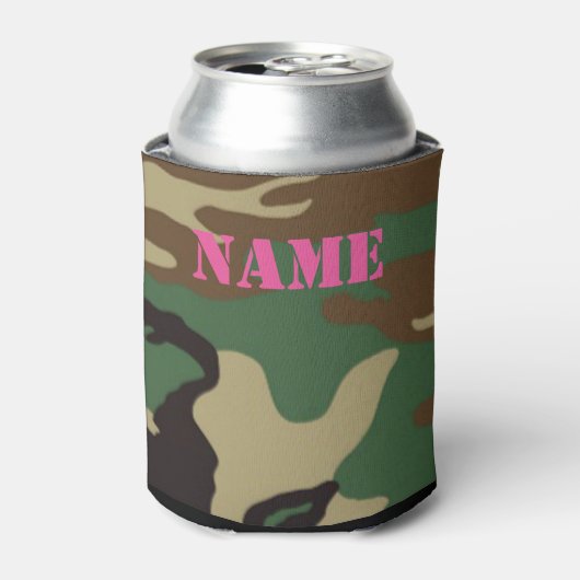 Woodland Camouflage ~ Personalisierter Name/Initia Dosenkühler (Kanne Vorderseite)
