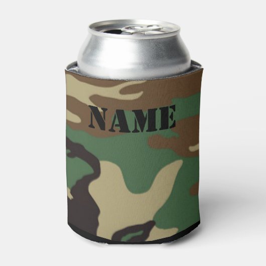 Woodland Camouflage ~ Personalisierter Name/Initia Dosenkühler (Kanne Vorderseite)