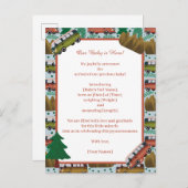 Woodland Camper Baby Boy Ankündigungspostkarte (Vorne/Hinten)