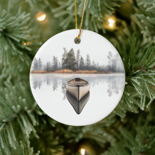 Woodland Canoe Round Holiday Ornament (Baum)