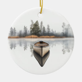 Woodland Canoe Round Holiday Ornament