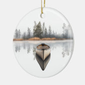 Woodland Canoe Round Holiday Ornament (Links)