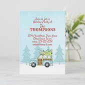 Woodland Car in Snow Niedlich Whimsical Holiday Pa Einladung (Stehend Vorderseite)