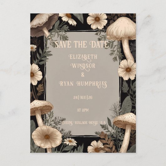 Woodland Charm: Ein Botanischer Hochzeitsempfang Postkarte (Vorderseite)