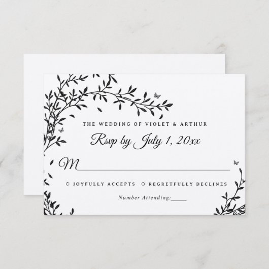 Woodland Charm Wedding RSVP Einladung (Vorne/Hinten)