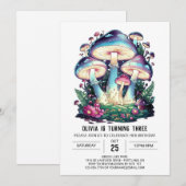 Woodland Charme Digital Mushroom Geburtstag Einladung (Vorne/Hinten)