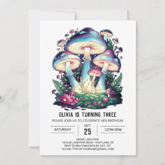 Woodland Charme Digital Mushroom Geburtstag Einladung