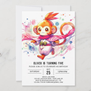 Woodland Chic Monkey Birthday Einladung