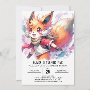 Woodland Children Fox Geburtstag Einladung