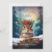 Woodland Chipmunk Frohe Weihnachten Rustikaler Wal (Vorderseite)