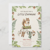 Woodland chipmunk Greenery baby shower Einladung (Vorderseite)