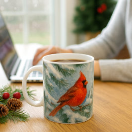 Woodland Christmas Cardinal Bird Mug Kaffeetasse