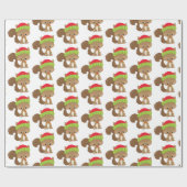 Woodland Christmas Holiday squirrel party wrap Geschenkpapier (Flach)