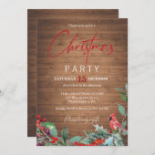 Woodland Christmas Party Red Cardinal Invitation Einladung (Vorne/Hinten)