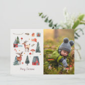 Woodland Christmas Photo Card Einladung (Stehend Vorderseite)
