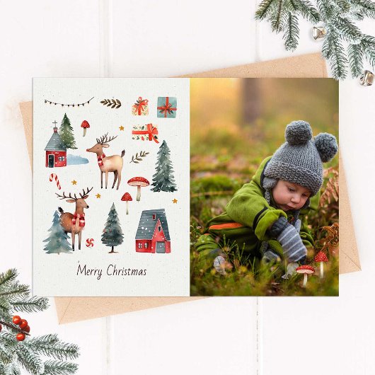 Woodland Christmas Photo Card Einladung