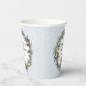 Woodland Christmas Wreath, Cardinal, Snowflakes Pappbecher (Rechts)