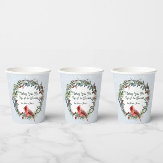 Woodland Christmas Wreath, Cardinal, Snowflakes Pappbecher (Multi)