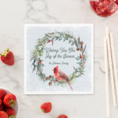 Woodland Christmas Wreath, Cardinal, Snowflakes Serviette (Beispiel)