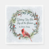 Woodland Christmas Wreath, Cardinal, Snowflakes Serviette (Vorderseite)