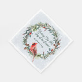 Woodland Christmas Wreath, Cardinal, Snowflakes Serviette (Ecke)