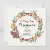 Woodland Christmas Wreath Party Invitation Einladung (Vorderseite)