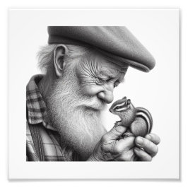 Woodland Companies Old Man mit Chipmunk Wall Art Fotodruck