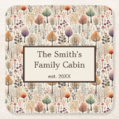 Woodland Cozy Cabin Family Gift Rechteckiger Pappuntersetzer (Vorderseite)