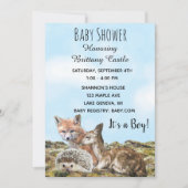 Woodland Creature Animals Baby Dusche Einladung (Vorderseite)