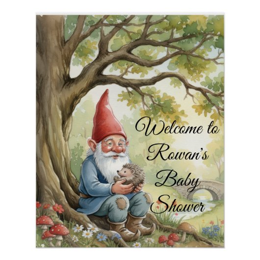 Woodland Creature Gnome baby shower poster (Vorderseite)