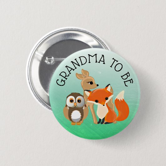 Woodland Creature Oma wird Kinderdusche-Taste Button (Vorne & Hinten)