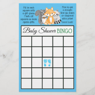 Woodland Creaturen themed baby shower games Flyer