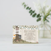 Woodland Creatures Baby Boy Book Request Begleitkarte (Stehend Vorderseite)