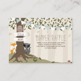 Woodland Creatures Baby Boy Diaper Raffles Begleitkarte