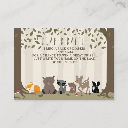Woodland Creatures Baby Diaper Raffle Begleitkarte (Vorderseite)