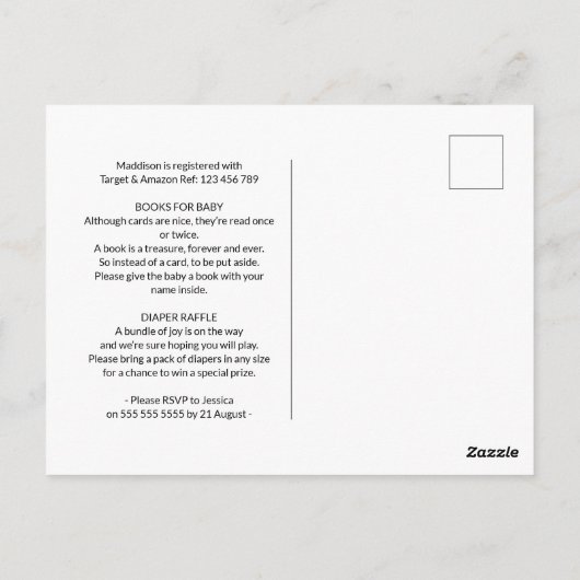 Woodland Creatures Baby Shooter Invite Watercolor Postkarte (Rückseite)