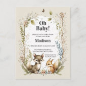 Woodland Creatures Baby Shooter Invite Watercolor Postkarte (Vorderseite)