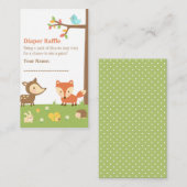 Woodland Creatures Baby Showdiaper Raffle Begleitkarte (Vorne/Hinten)