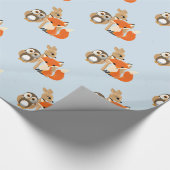 Woodland Creatures Blue Baby Shooting Wrap Geschenkpapier (Ecke)