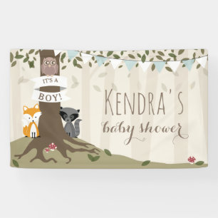 Woodland Creatures Boy Baby Shooter Banner