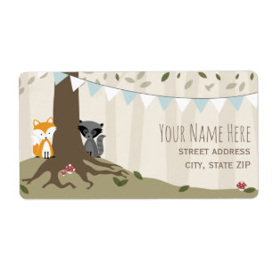 Woodland Creatures Boy Baby Shooting Label