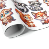 Woodland Creatures Boy's Baby Shower Geschenkpapier (Rolleneckpunkt)